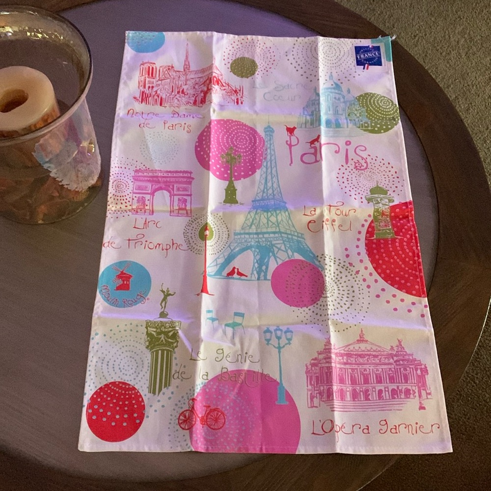 Paris France Dish Cloth and Shopping Market Bag New with Tags